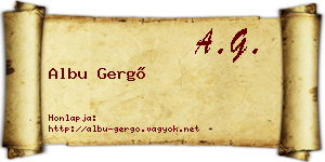 Albu Gergő névjegykártya